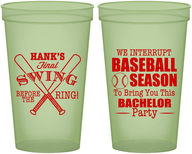 Custom Bachelor Party 22 oz Glow In The Dark Cups - Baseball | 40075