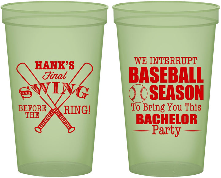 Custom Bachelor Party 22 oz Glow In The Dark Cups - Baseball | 40075