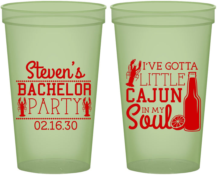 Custom Bachelor Party 22 oz Glow In The Dark Cups - Cajun In My Soul | 40078