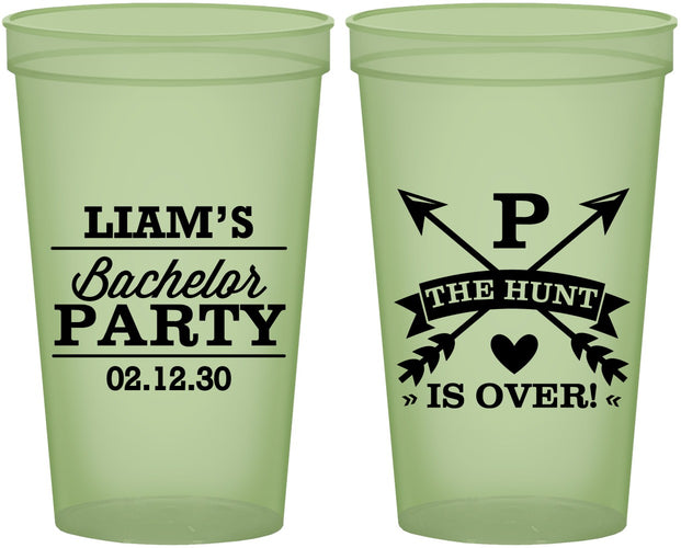 Custom Bachelor Party 22 oz Glow In The Dark Cups - Hunt Is Over | 40082