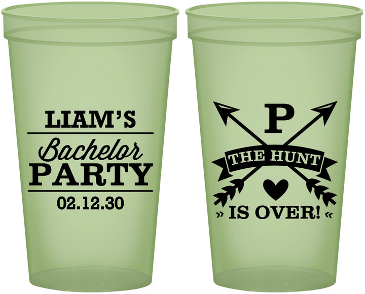 Custom Bachelor Party 22 oz Glow In The Dark Cups - Hunt Is Over | 40082
