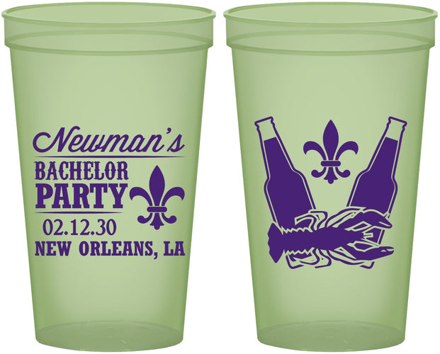 Custom Bachelor Party 22 oz Glow In The Dark Cups - Mardi Gras | 40085