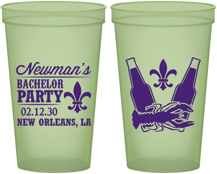 Custom Bachelor Party 22 oz Glow In The Dark Cups - Mardi Gras | 40085