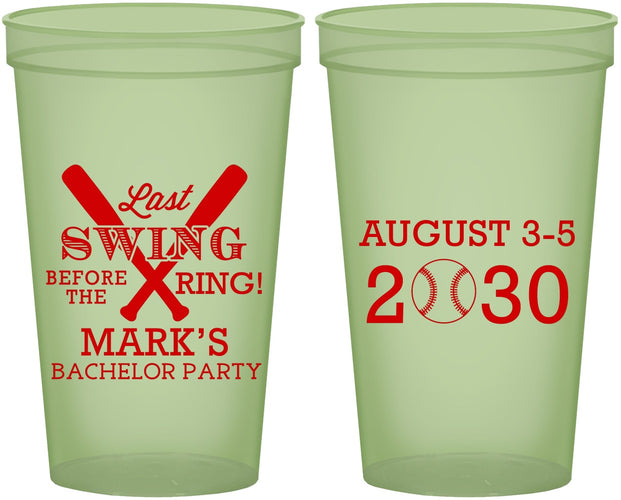 Custom Bachelor Party 22 oz Glow In The Dark Cups - Baseball | 40086