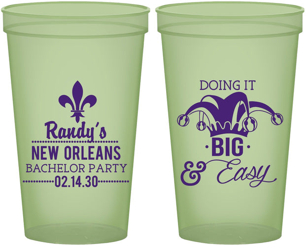 Custom Bachelor Party 22 oz Glow In The Dark Cups - Mardi Gras | 40089
