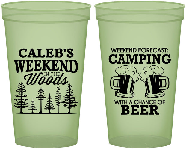 Custom Bachelor Party 22 oz Glow In The Dark Cups - Camping | 40091