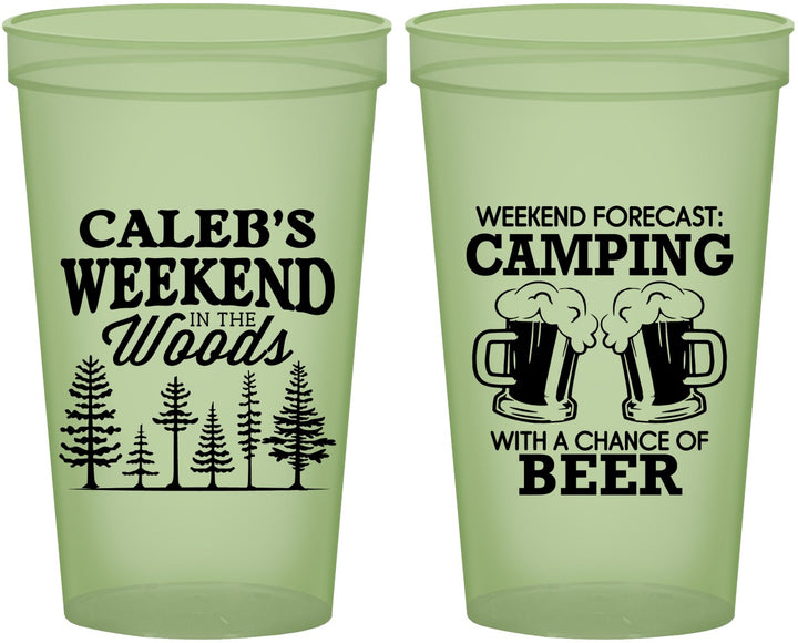 Custom Bachelor Party 22 oz Glow In The Dark Cups - Camping | 40091