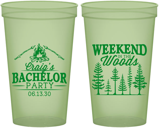 Custom Bachelor Party 22 oz Glow In The Dark Cups - Camping | 40093