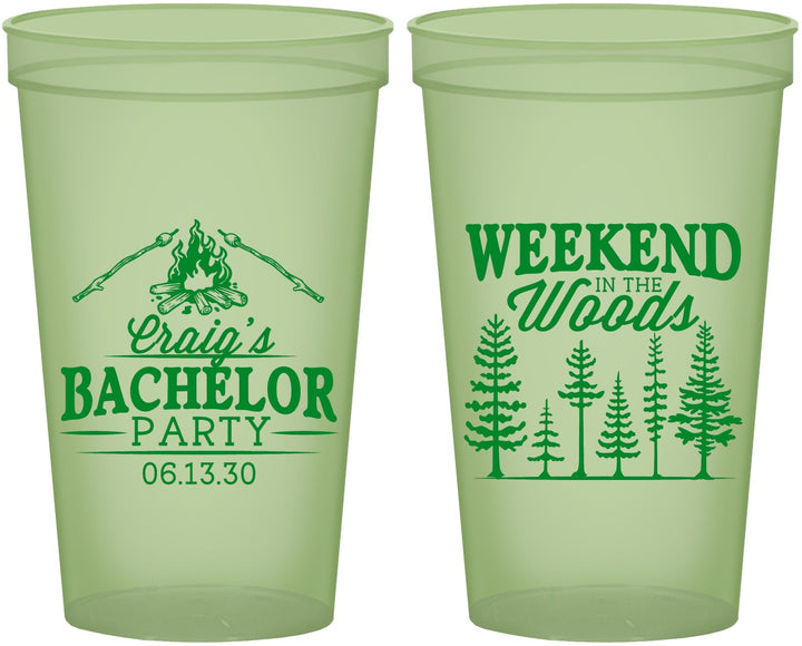 Custom Bachelor Party 22 oz Glow In The Dark Cups - Camping | 40093