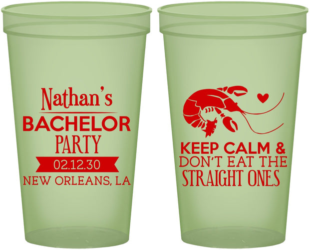 Custom Bachelor Party 22 oz Glow In The Dark Cups - Crawfish Boil | 40094