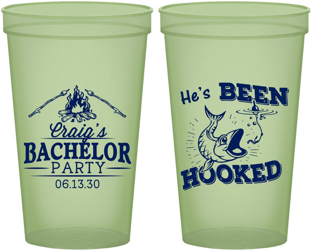 Custom Bachelor Party 22 oz Glow In The Dark Cups - Fishing Hooked | 40096