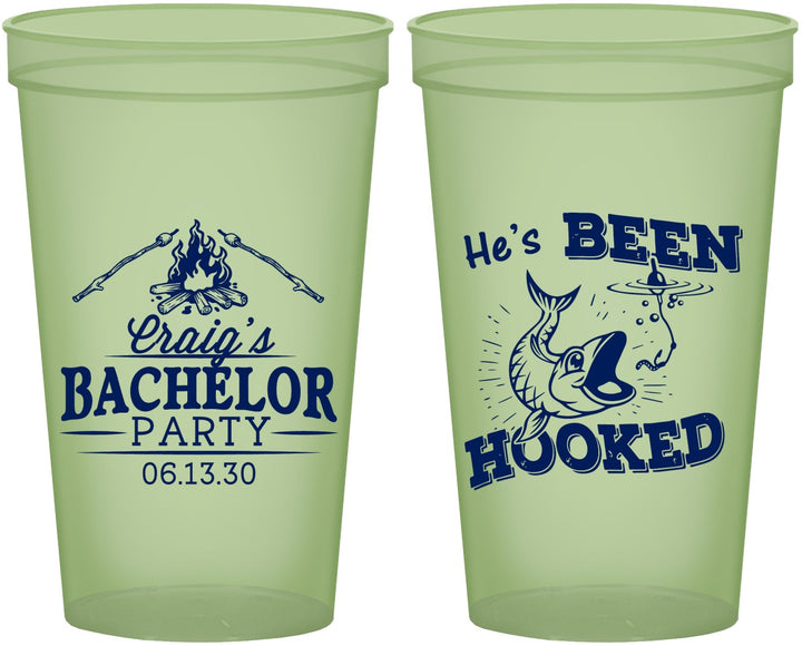 Custom Bachelor Party 22 oz Glow In The Dark Cups - Fishing Hooked | 40096