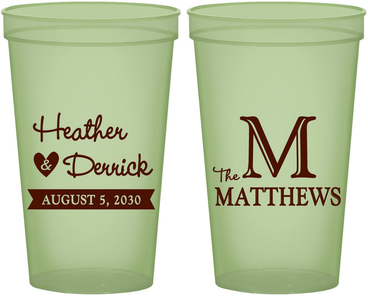 Custom Wedding 22 oz Glow In The Dark Cups - Monogram | 402