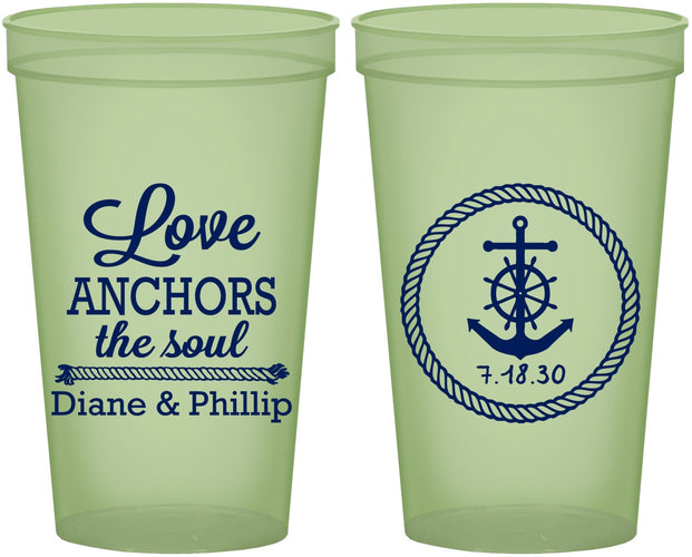 Custom Wedding 22 oz Glow In The Dark Cups - Love Anchors The Soul | 405