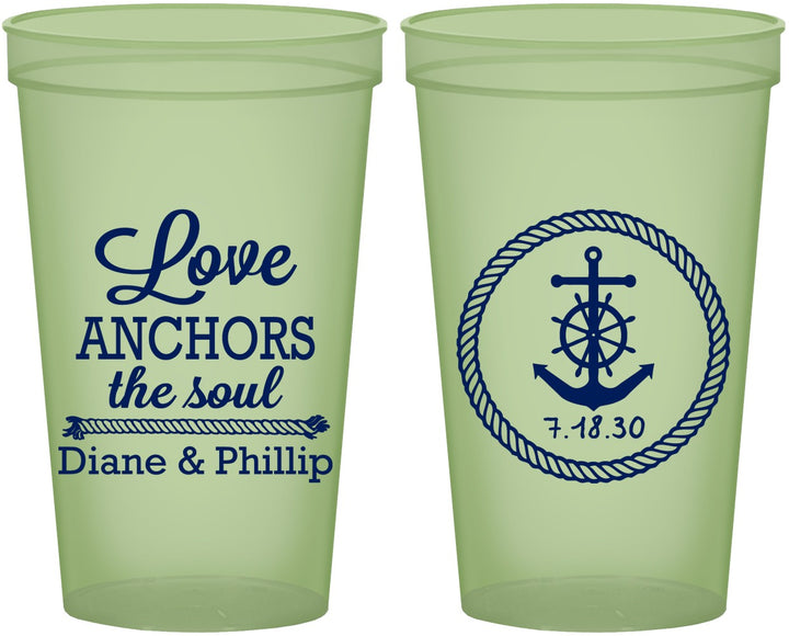 Custom Wedding 22 oz Glow In The Dark Cups - Love Anchors The Soul | 405