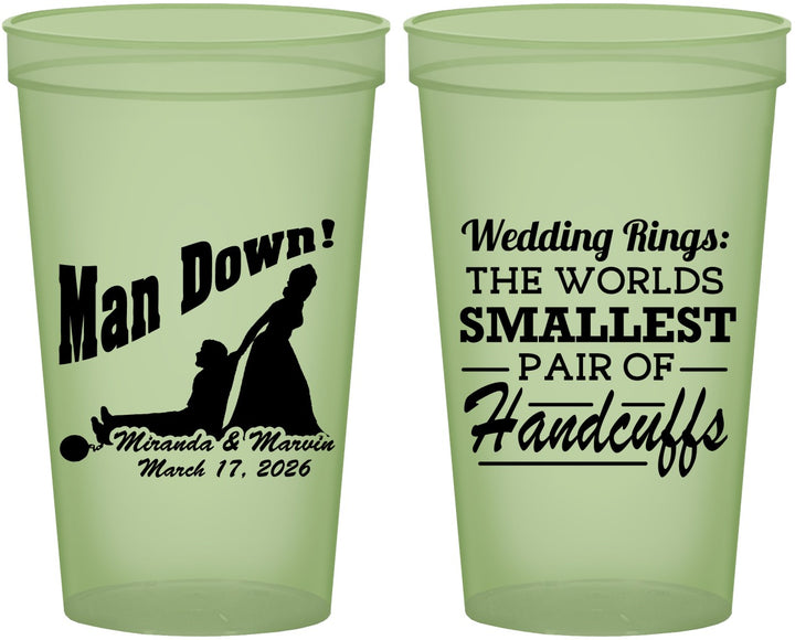 Custom Wedding 22 oz Glow In The Dark Cups - Man Down | 407