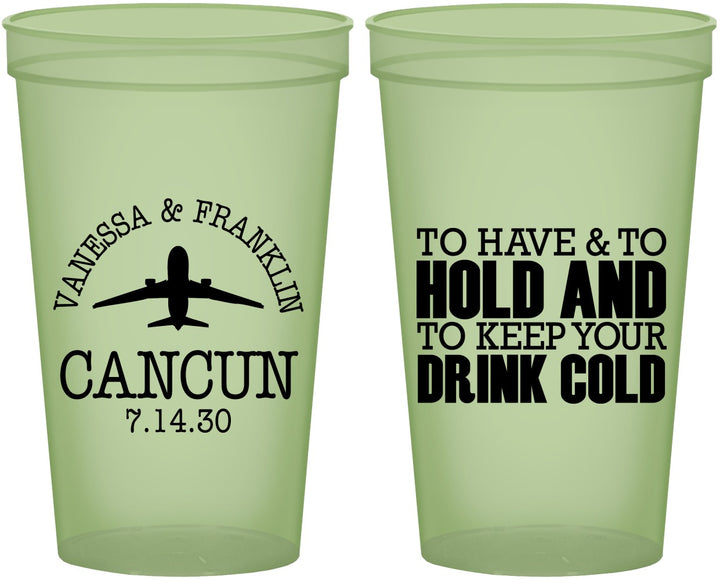 Custom Wedding 22 oz Glow In The Dark Cups - To Have And To Hold | 408