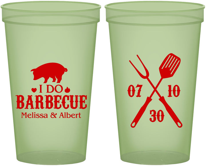 Custom Wedding 22 oz Glow In The Dark Cups - I Do Barbecue Bbq | 410