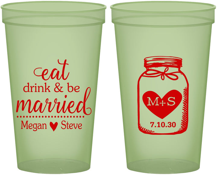Custom Wedding 22 oz Glow In The Dark Cups - Mason Jar | 415