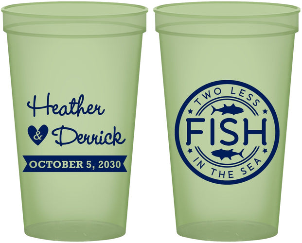 Custom Wedding 22 oz Glow In The Dark Cups - Two Less Fish In The Sea | 420