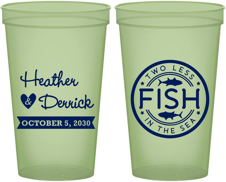 Custom Wedding 22 oz Glow In The Dark Cups - Two Less Fish In The Sea | 420