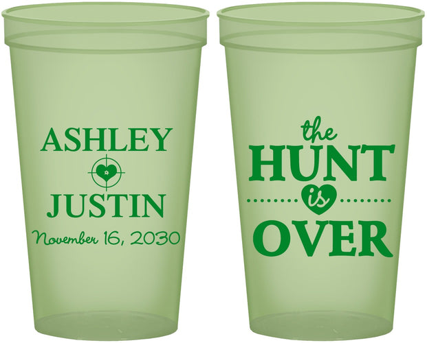 Custom Wedding 22 oz Glow In The Dark Cups - The Hunt Is Over | 422