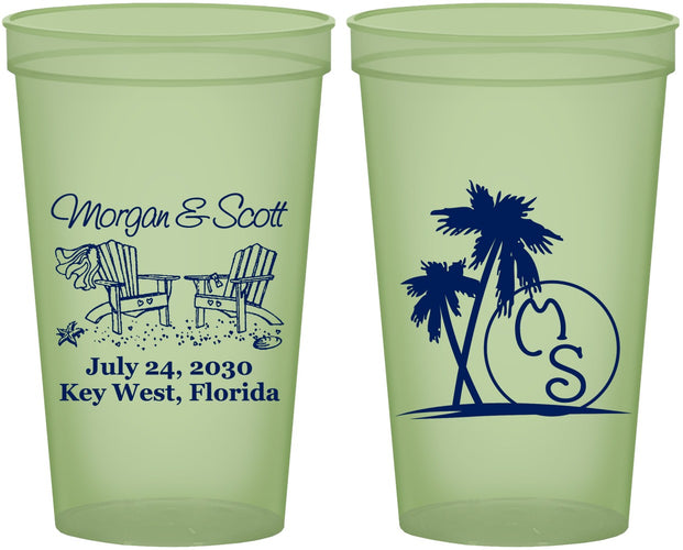 Custom Wedding 22 oz Glow In The Dark Cups - Beach | 423