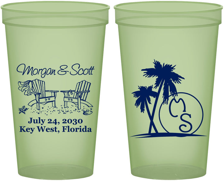 Custom Wedding 22 oz Glow In The Dark Cups - Beach | 423