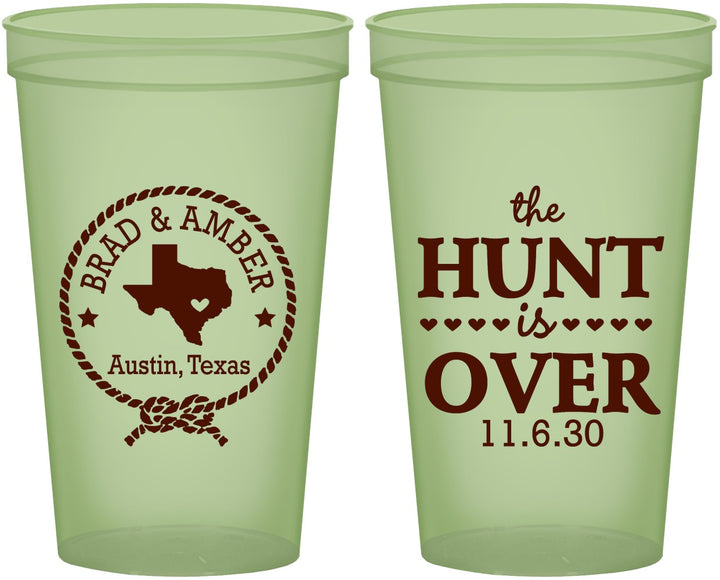 Custom Wedding 22 oz Glow In The Dark Cups - The Hunt Is Over | 426