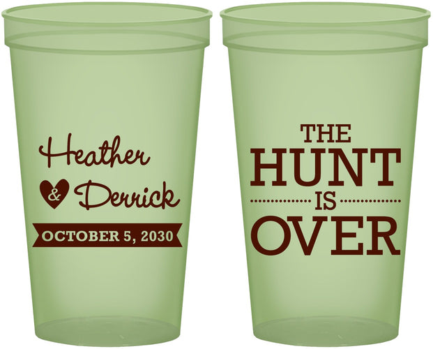 Custom Wedding 22 oz Glow In The Dark Cups - The Hunt Is Over | 427