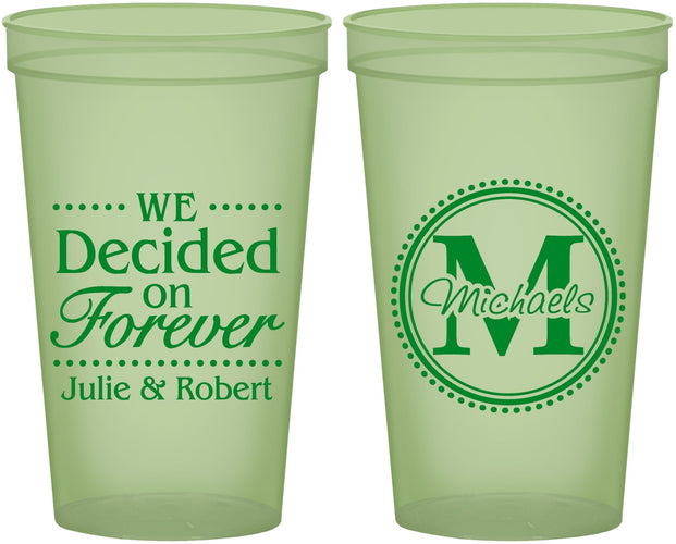 Custom Wedding 22 oz Glow In The Dark Cups - Monogram | 435