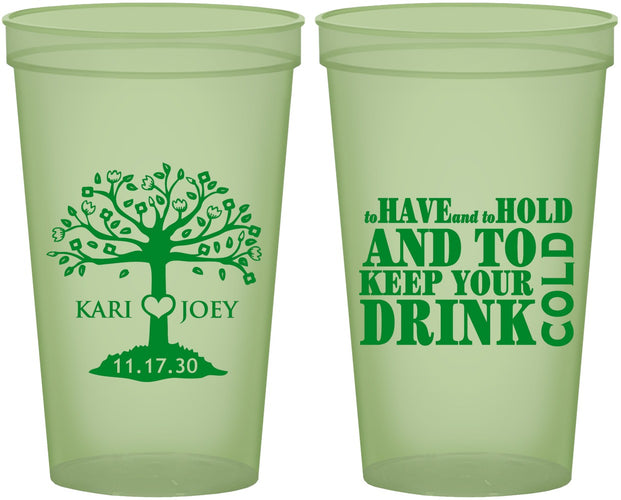 Custom Wedding 22 oz Glow In The Dark Cups - To Have And To Hold | 438