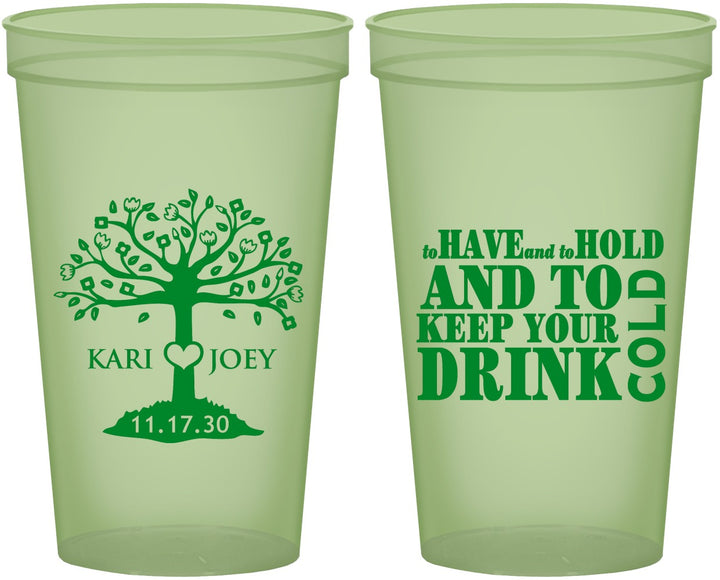 Custom Wedding 22 oz Glow In The Dark Cups - To Have And To Hold | 438