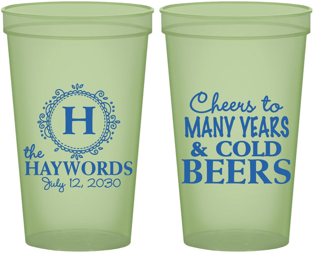 Custom Wedding 22 oz Glow In The Dark Cups - Cheers To Cold Beers | 439