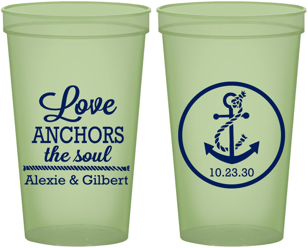 Custom Wedding 22 oz Glow In The Dark Cups - Love Anchors The Soul | 440