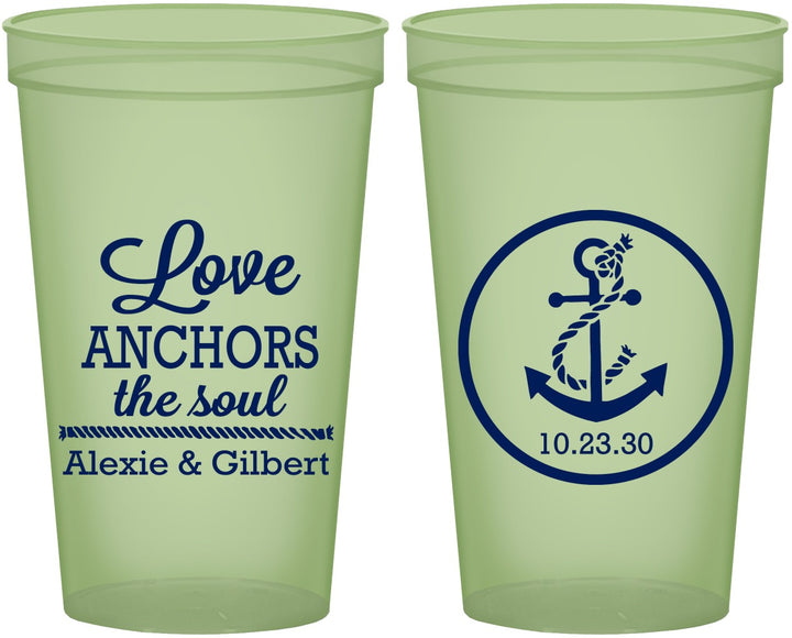 Custom Wedding 22 oz Glow In The Dark Cups - Love Anchors The Soul | 440