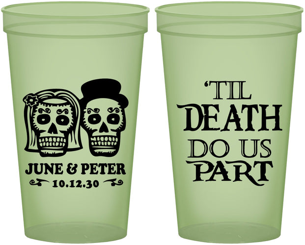 Custom Wedding 22 oz Glow In The Dark Cups - Til Death Do Us Part | 441