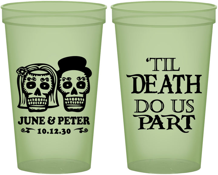 Custom Wedding 22 oz Glow In The Dark Cups - Til Death Do Us Part | 441