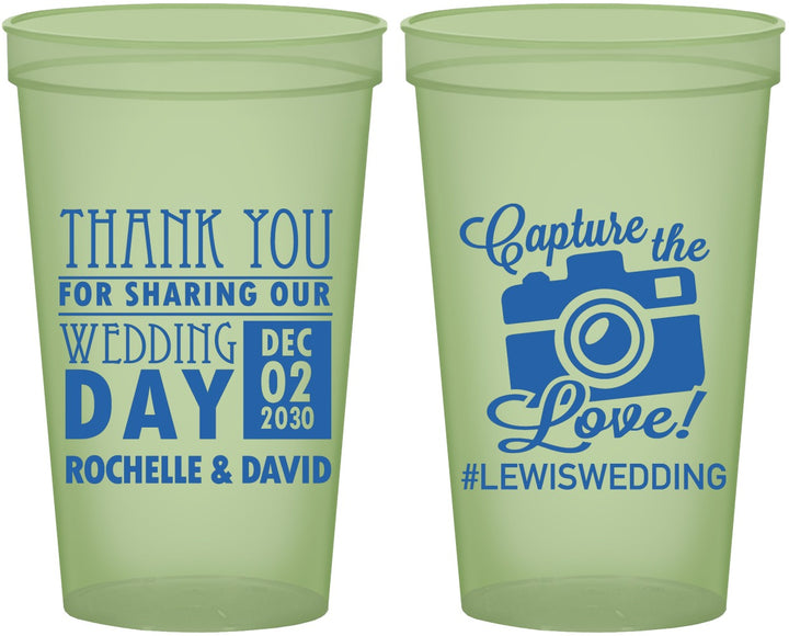 Custom Wedding 22 oz Glow In The Dark Cups - Capture The Love | 444