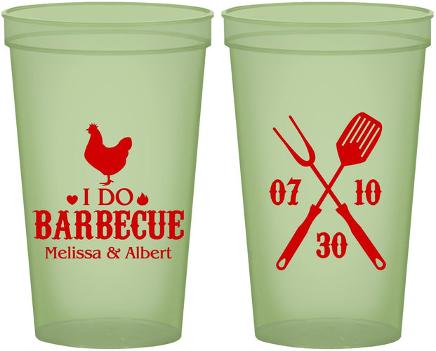 Custom Wedding 22 oz Glow In The Dark Cups - I Do Barbecue Bbq | 445