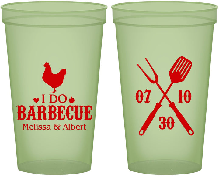 Custom Wedding 22 oz Glow In The Dark Cups - I Do Barbecue Bbq | 445