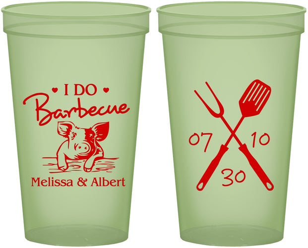 Custom Wedding 22 oz Glow In The Dark Cups - I Do Barbecue Bbq | 446