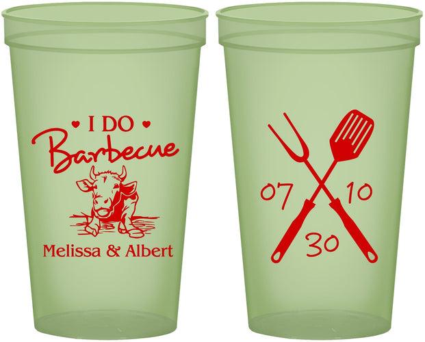 Custom Wedding 22 oz Glow In The Dark Cups - I Do Barbecue Bbq | 447