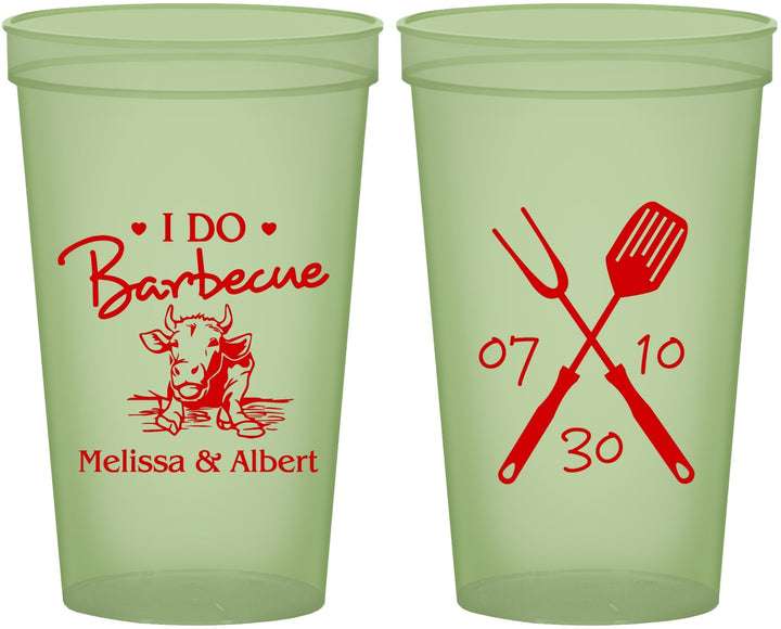Custom Wedding 22 oz Glow In The Dark Cups - I Do Barbecue Bbq | 447