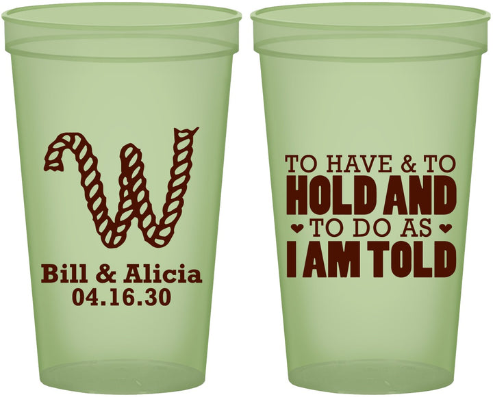Custom Wedding 22 oz Glow In The Dark Cups - To Have And To Hold | 449