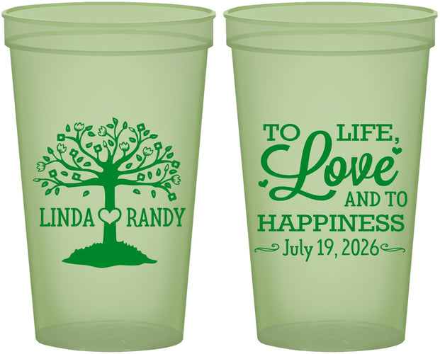 Custom Wedding 22 oz Glow In The Dark Cups - Love And Happiness | 451