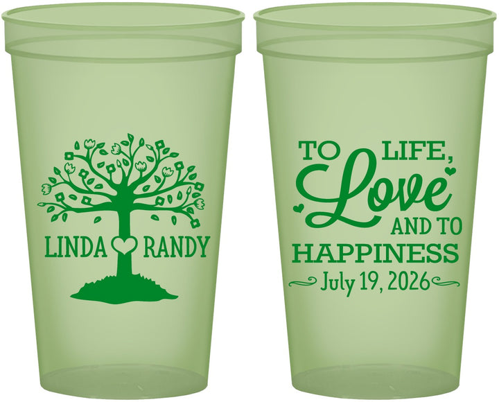 Custom Wedding 22 oz Glow In The Dark Cups - Love And Happiness | 451