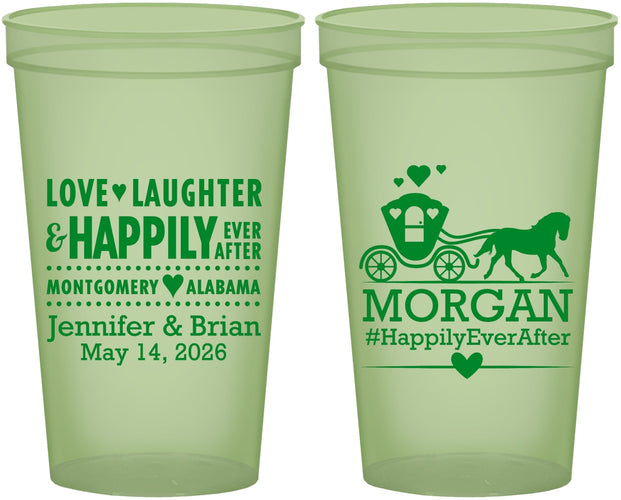 Custom Wedding 22 oz Glow In The Dark Cups - Happily Ever After | 452