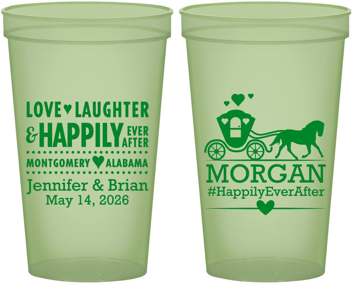 Custom Wedding 22 oz Glow In The Dark Cups - Happily Ever After | 452