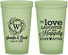 Custom Wedding 22 oz Glow In The Dark Cups - Love Laughter Happily | 461